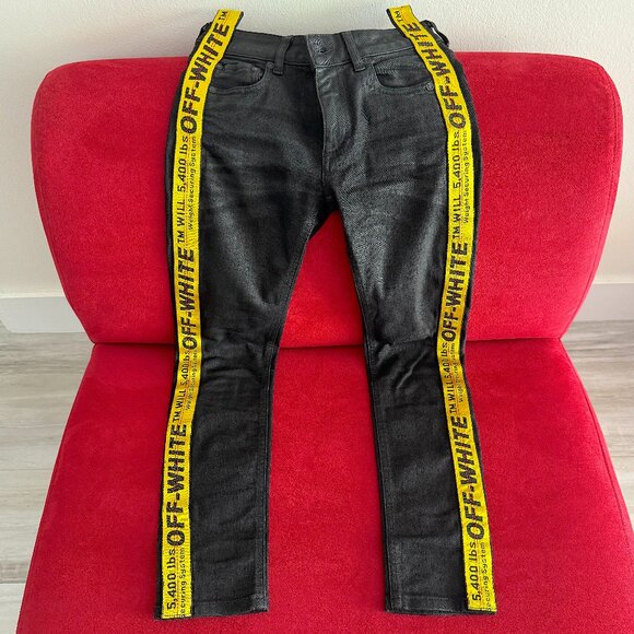 Off-White Denim Black Logo Jeans Women Size 24 - Picture 6 of 16